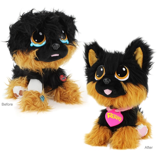 Rescue Runts Shepherd Plush Dog, Black/Brown