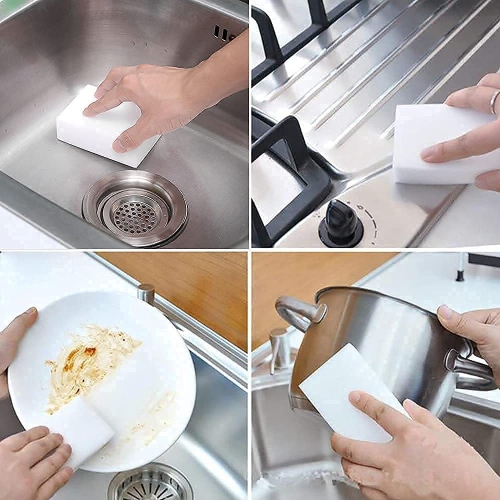 100 Pack Melamine Sponge Eraser Extra Large Multi-Surface Household Cleaning Non-Scratch Scrub Sponge Pads for Kitchen, Car, Sink, Shoe, Bathtub