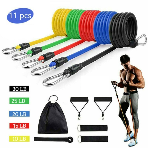 11Pcs Resistance Pull Rope Bands Set Workout Home Gym Equipment CrossFit Yoga 