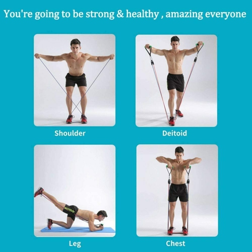Ensemble de bandes de résistance et d'exercice, bandes d'entraînement avec différents niveaux de résistance pour les sports d'intérieur et