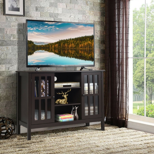 Topbuy Wood TV Stand Free Standing Storage Console Cabinet For 50" TV Walnut