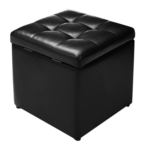TOPBUY  16"cube Ottoman Storage Box Pouffe Seat Footstools With Hinge Top