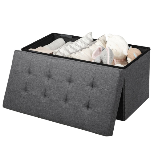 Topbuy Dark Grey 31.5" Storage Ottoman Fabric Foldable Toy Chest w/ Removable Storage Bin