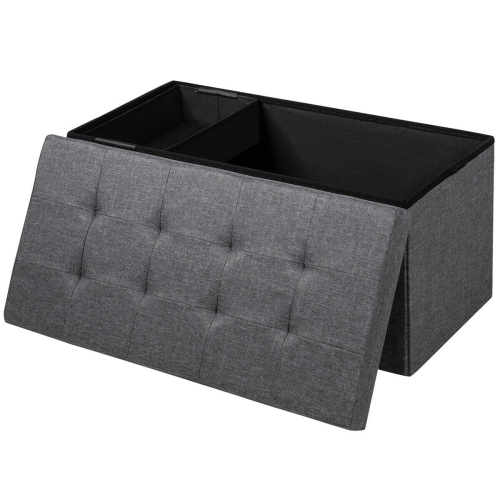 Topbuy Dark Grey 31.5" Storage Ottoman Fabric Foldable Toy Chest w/ Removable Storage Bin