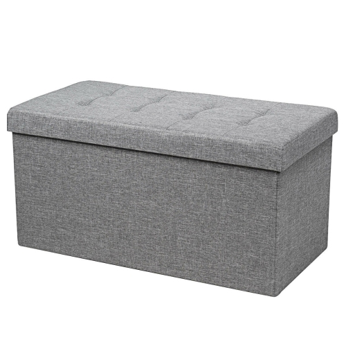 Topbuy Grey 31.5" Storage Ottoman Fabric Foldable Toy Chest with Removable Storage Bin