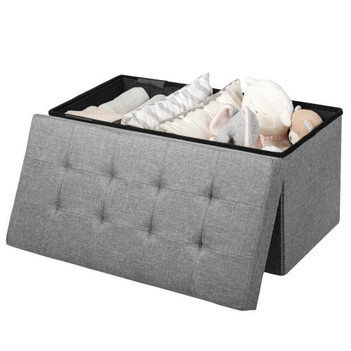 Topbuy Grey 31.5" Storage Ottoman Fabric Foldable Toy Chest with Removable Storage Bin