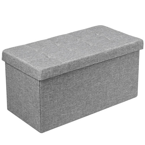 Topbuy Grey 31.5" Storage Ottoman Fabric Foldable Toy Chest with Removable Storage Bin