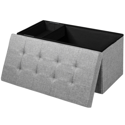 Topbuy Grey 31.5" Storage Ottoman Fabric Foldable Toy Chest with Removable Storage Bin