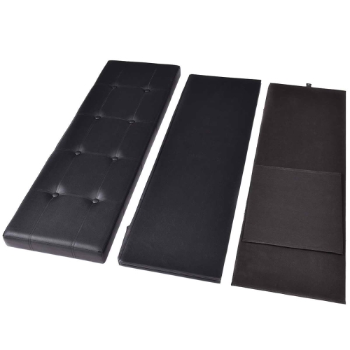 Topbuy Folding Storage Stool Padded Ottoman Faux Leather Foot Rest Seat Black