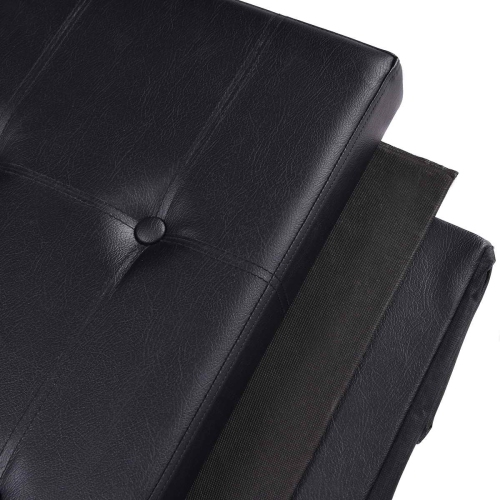 Topbuy Folding Storage Stool Padded Ottoman Faux Leather Foot Rest Seat Black