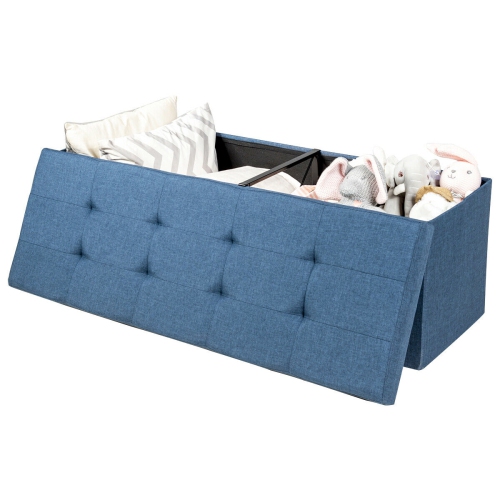 Topbuy Storage Ottoman Fabric Folding Storage Chest with Divider Bed End Bench