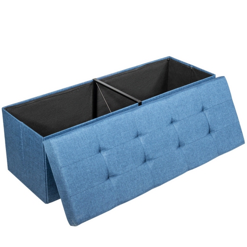 Topbuy Storage Ottoman Fabric Folding Storage Chest with Divider Bed End Bench
