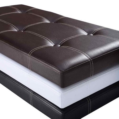 TopBuy – Tabouret de rangement pliant rembourré pouf/repose-pieds en similicuir, brun, boîte de rangement