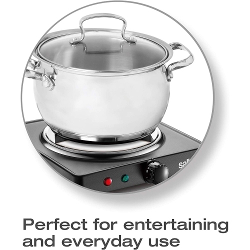 Salton - Dual Coil Portable Electric Cooktop, Temperature Control, Black