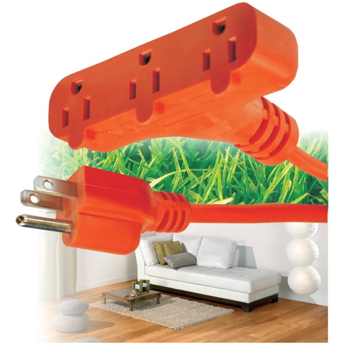 Elink - Outdoor 3 Outlet Extension Cord, 25 Feet Length, Orange
