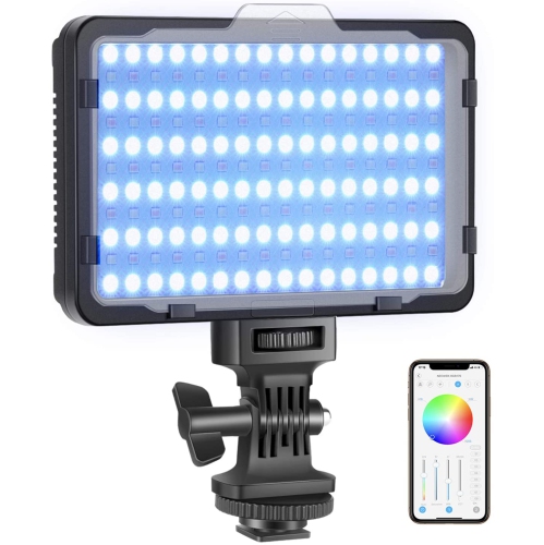 RGB Video Light with APP Control, 360° Full Color Led camera Light CRI95+ Dimmable 3200K-5600K, 9 Light Scenes