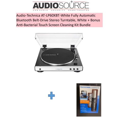 Audio-Technica AT-LP60XBT-Blanc Platine vinyle stéréo Bluetooth à  entraînement par courroie entièrement automatique, Blanc + Kit de nettoyage  d'écran tactile antibactérien en prime
