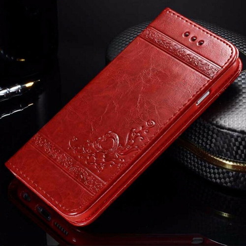 DORNA  Leather Magnetic Wallet Case \w Card Slots Kickstand Magnetic Closure Shockproof Flip Folio Book Case Cover for Iphone 12 And 12 Pro -Wine