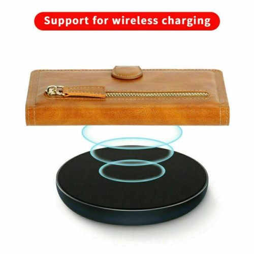 PIERO – Étui portefeuille à fermeture à glissière avec porte-carte à rabat en cuir de qualité supérieure pour Galaxy S20 FE de Samsung – Orange