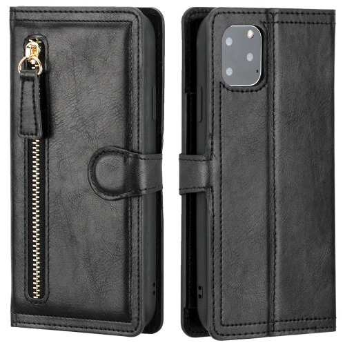 PIERO Leather Zipper Wallet Case Flip Card Holder Stand Phone Cover Premium Leather Flip Cover for iPhone 13 PRO -Black