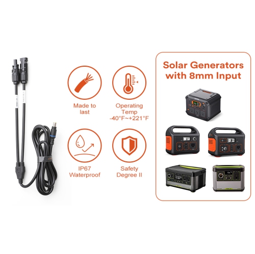 Câble adaptateur robuste panneau solaire vers c.c. 8 mm de 7,3 pi