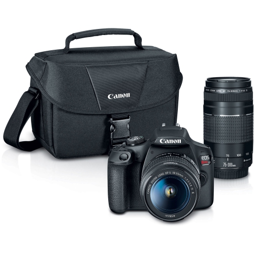 Canon EOS Rebel T7 DSLR Camera with 18-55mm and 75-300mm Lenses + Creative Filter Set + EOS Camera Bag + Sandisk Ultra 64GB Card + Cleaning Set, and