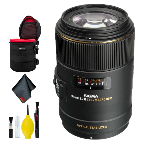 SIGMA  105MM F/2.8 Ex Dg Os Hsm Macro Lens for Nikon F (Intl) Deluxe Bundle