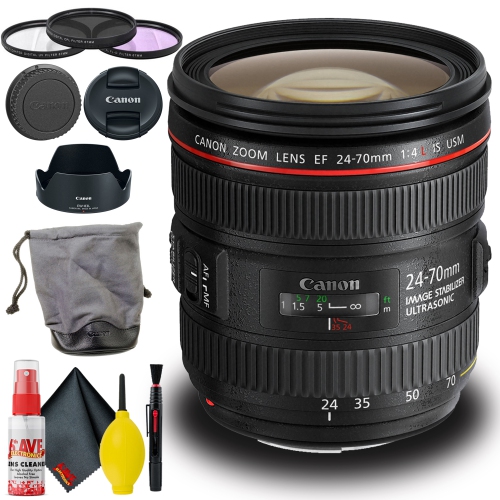 Canon EF 24-70mm f/4L IS USM Lens (Intl Model) with Cleaning Kit + Filter  Set