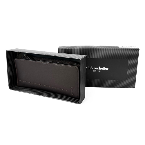 Club Rochelier Slim Ladies Clutch With Top Zipper Brown