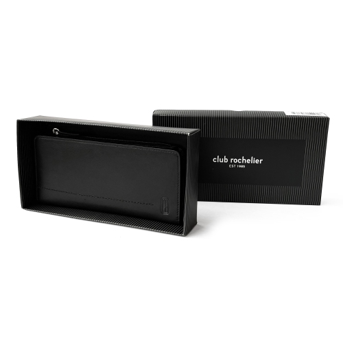 Club Rochelier Slim Ladies Clutch With Top Zipper Black