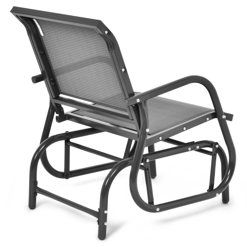 Topbuy Outdoor Single Glider Chair Rocking Seating Lounging Chair With Armrest Brown/Grey