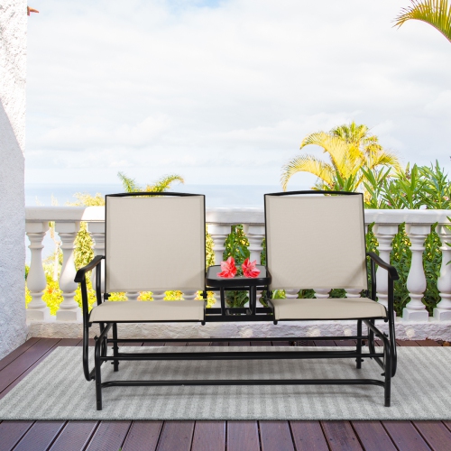 Chaise berçante extérieure double pour 2 personnes avec table centrale de PatioJoy