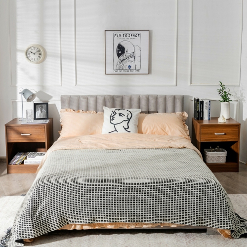 Gymax Set of 2 Nightstand End Side Table Storage Cabinet w/ Drawer Home Office