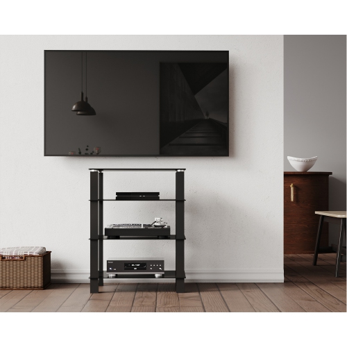 FITUEYES Stereo Stand Media Component Stand Audio Cabinet AV Shelf for TV / Xbox One/ PS4 with 4 Tier