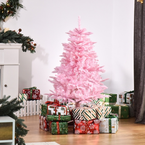 HOMCOM 4FT Artificial Christmas Tree Holiday Xmas Tree Decoration with Automatic Open for Home Party, Pink