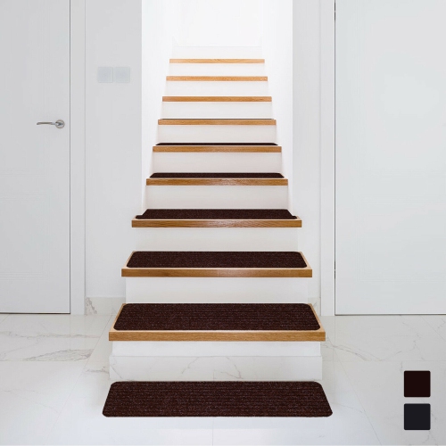 Gymax 15 PCS Slip-resistant Stair Mats 30'' x 8'' Non-Slip Stair Treads Carpet