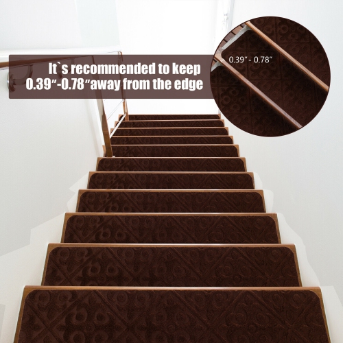 Gymax 15PCS Non-Slip Carpet Stair Treads 30'' x 8'' Mats Indoor for Wooden Steps