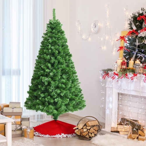 Gymax 6 FT Pre-lit Artificial Christmas Tree Fiber Optic Xmas Tree Holiday Decor