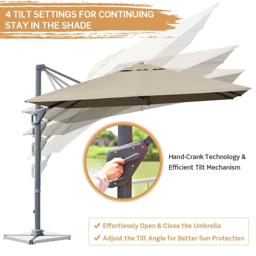 Gymax 10FT Square Offset Patio Umbrella Outdoor Aluminum Cantilever Umbrella