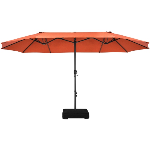 Gymax 15 ft Double-Sided Patio Umbrella Market Twin Umbrella w/ Enhanced Base
