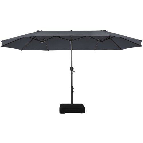 Gymax 15 ft Double-Sided Patio Umbrella Market Twin Umbrella w/ Enhanced Base