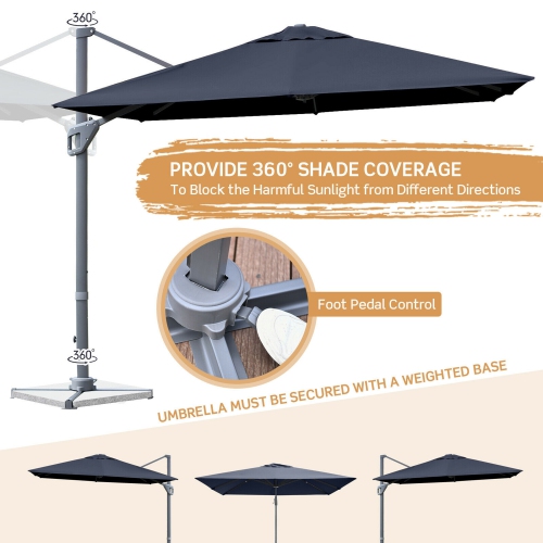 Gymax 10FT Square Offset Patio Umbrella Outdoor Aluminum Cantilever Umbrella