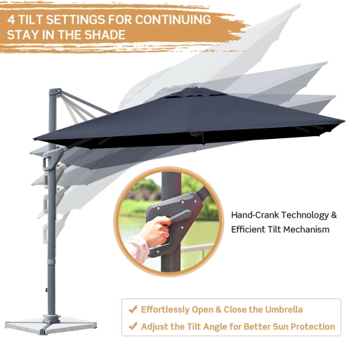 Gymax 10FT Square Offset Patio Umbrella Outdoor Aluminum Cantilever Umbrella