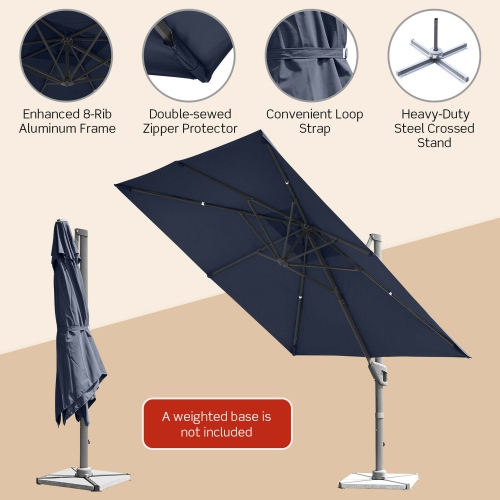 Gymax 10FT Square Offset Patio Umbrella Outdoor Aluminum Cantilever Umbrella