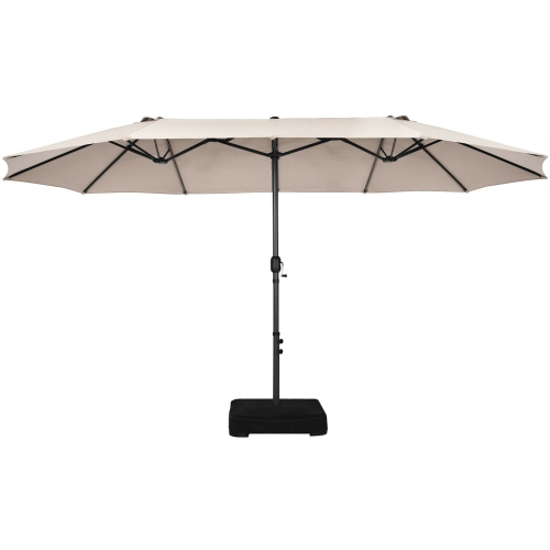 Gymax 15 ft Double-Sided Patio Umbrella Market Twin Umbrella w/ Enhanced Base