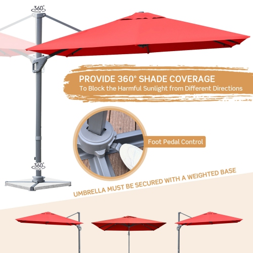Gymax 10FT Square Offset Patio Umbrella Outdoor Aluminum Cantilever Umbrella