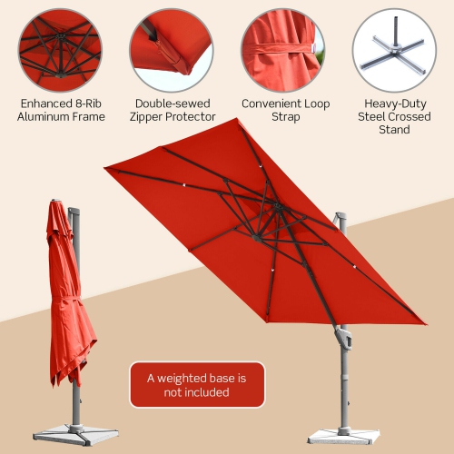 Gymax 10FT Square Offset Patio Umbrella Outdoor Aluminum Cantilever Umbrella