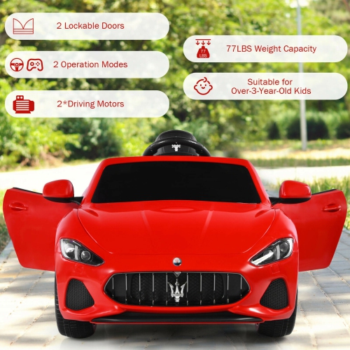 Gymax 12V Kids Ride On Car Licensed Maserati GranCabrio w/Remote Control & Music