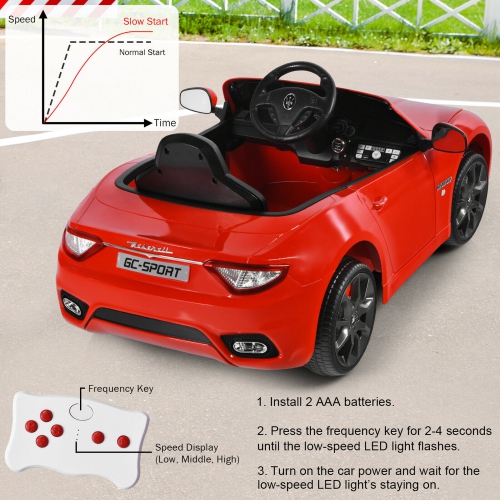 Gymax 12V Kids Ride On Car Licensed Maserati GranCabrio w/Remote Control & Music