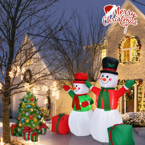 Gymax 6ft Inflatable Christmas Snowmen Indoor Outdoor Blow Up Decor w/ LED Lights